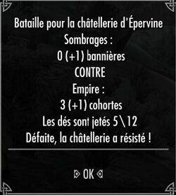 Message de bataille hors écran.
