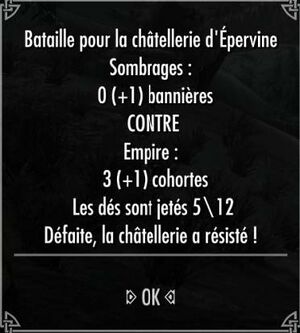 Message de bataille hors écran.