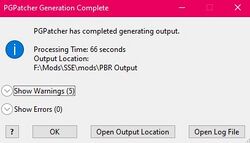 Fenêtre finale de PGPatcher