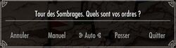 Menu du mode « Jeu de guerre », activé en cliquant sur un drapeau de la carte de guerre.