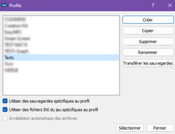 Menu des profils dans MO2