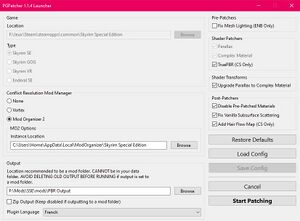 Fenêtre principale de PGPatcher