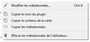 Menu contextuel sur un plugin