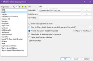 Liste des programmes dans MO2